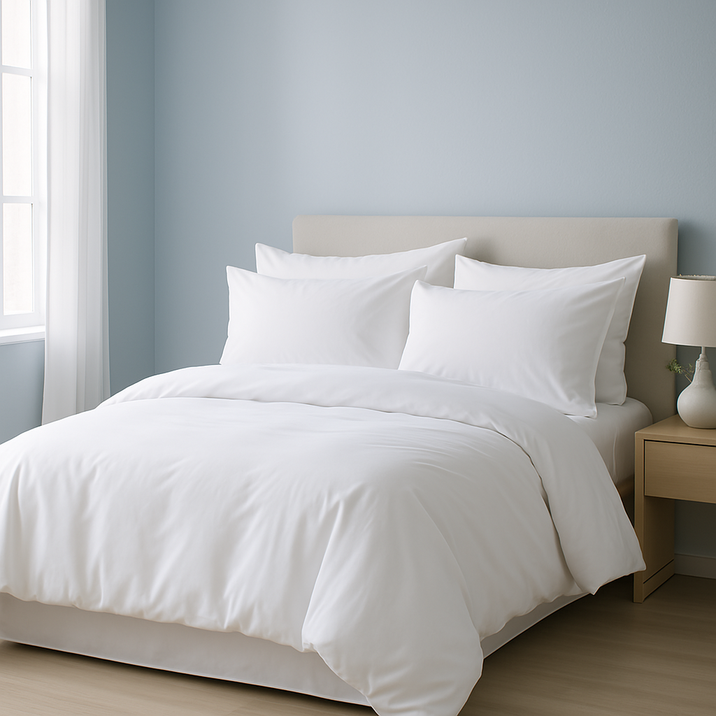 Hotel Quality Bedding Set - White, Organic Cotton, 4-6pcs, Sateen
