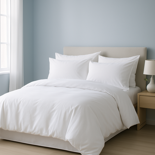 Hotel Quality Bedding Set - White, Organic Cotton, 4-6pcs, Sateen