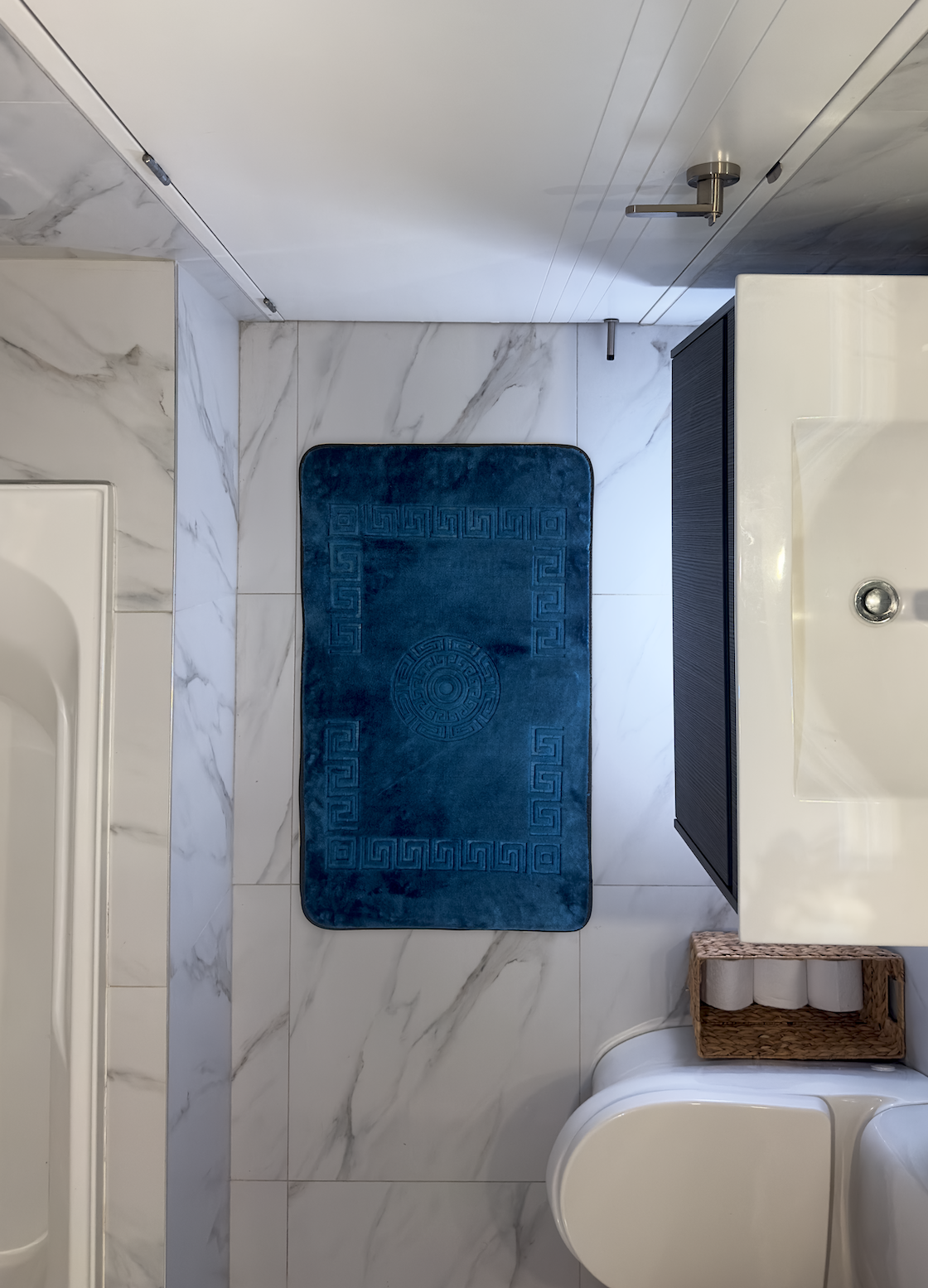 blue mat, blue bath mat, cotton bath mat, bath mat nz