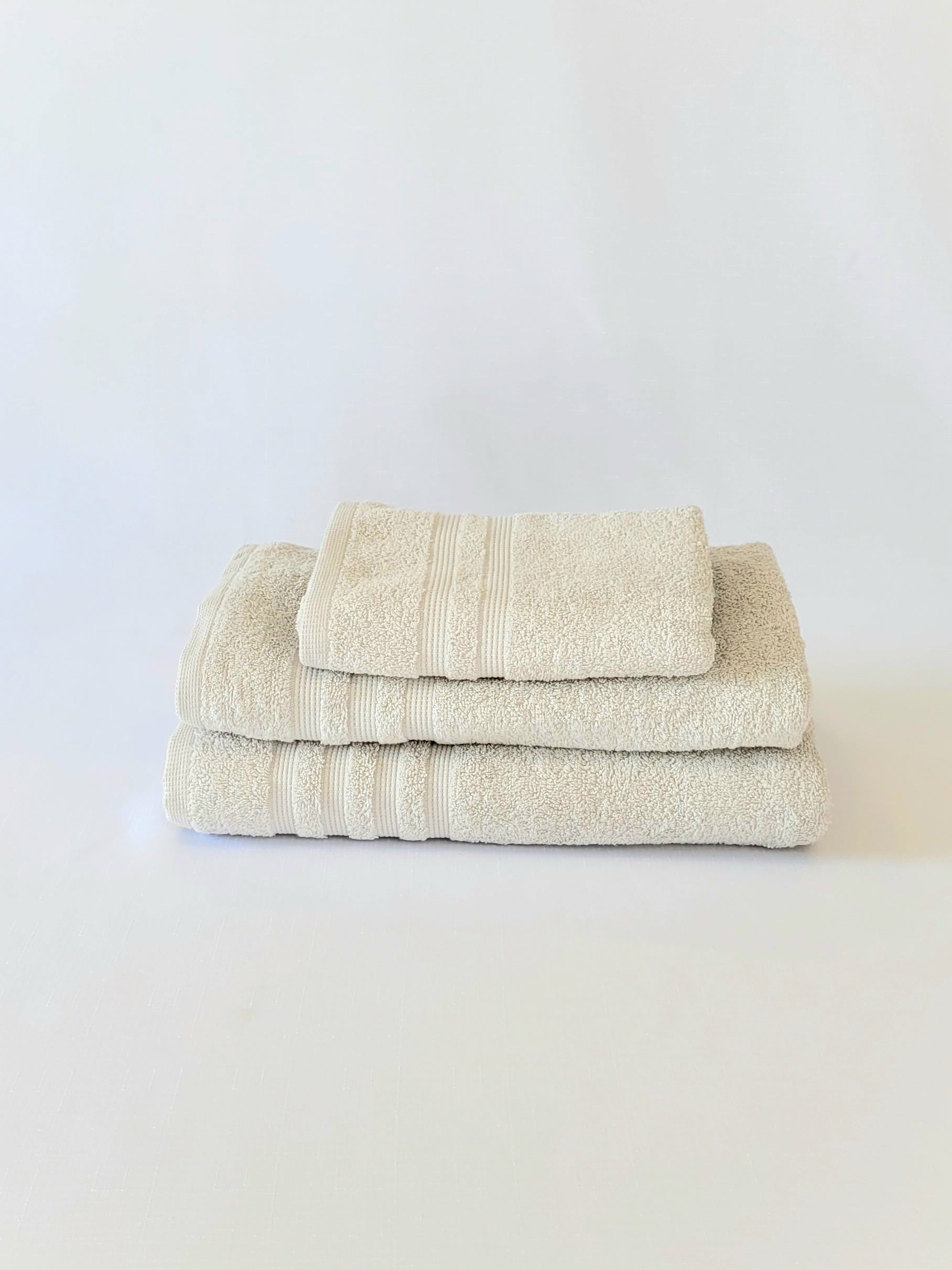 Bath Towel Set 3 pcs Beige 50x90cm 70x140cm 100x 150cm