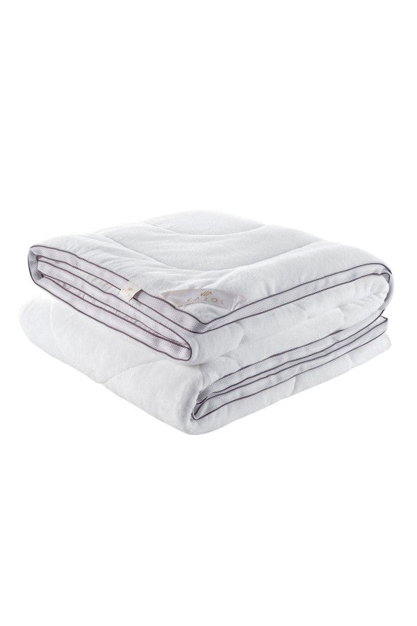 All Season Duvet - Quilt. White, Cotton, Double, Siliconized Fiberfill