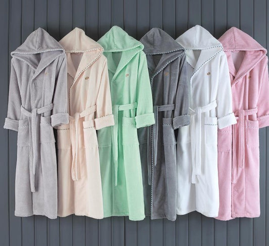 bathrobe, cotton, bamboo, terry cloth, premium quality, absorbency, soft, affordable, white, pink, blue, green, mint, grey, cream