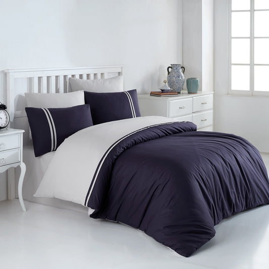 Bedding Set Dark Blue-Grey two-color organic cotton Ranforce - Percale