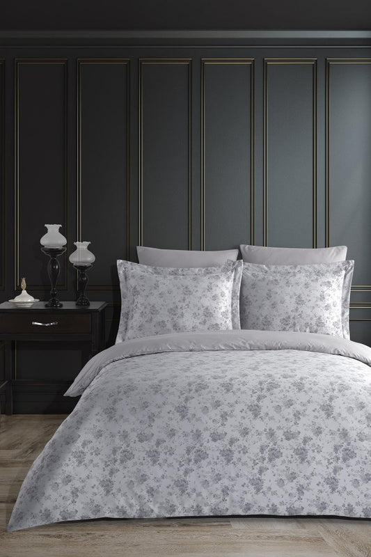 Luxury Grey printed color jacquard bedding set made of natural 100% cotton of the highest quality of high density. Comfortable, soft, durable. Euro double size. Elfstorenz.