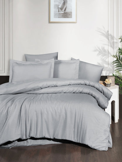 Light Grey bedding set made of natural 100% cotton ( stripe satin ) of the highest quality of high density. Comfortable, soft, durable. Elfsorenz.