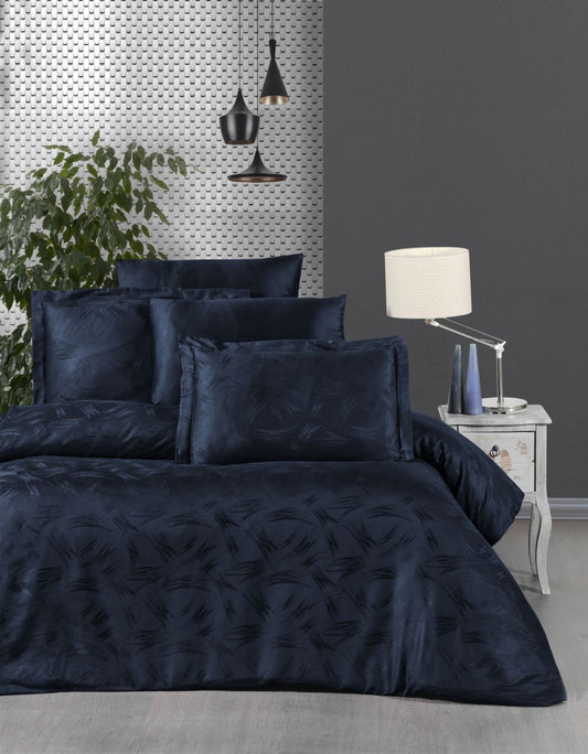 Dark Blue bedding set made of natural 100% cotton ( jacquard satin) of the highest quality of high density. Comfortable, soft, durable. Elfsorenz.