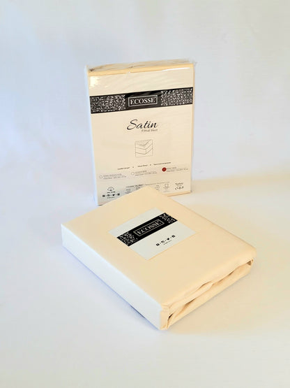 Fitted Sheet Cotton Sateen Deluxe Beige organic cotton