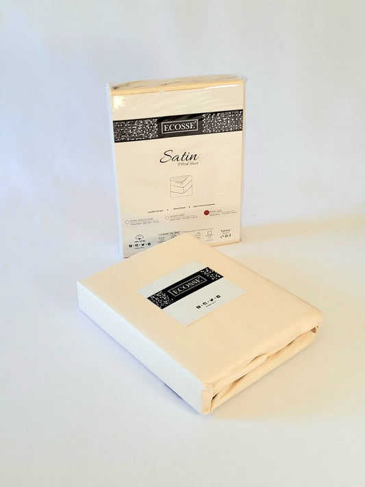 Fitted Sheet Cotton Sateen Deluxe Cream organic cotton