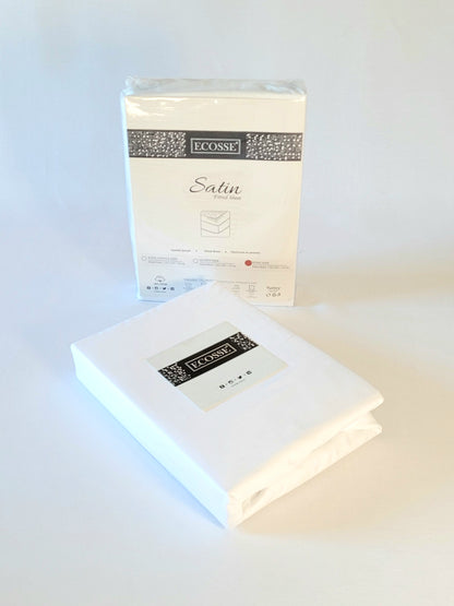 Fitted Sheet Cotton Sateen Deluxe White organic cotton